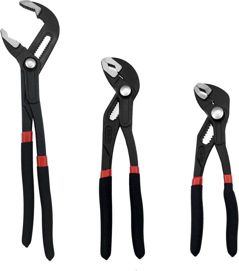 MFBJXC 3PCS Groove Joint Pliers Set 7Inch 10Inch 12Inch, Fast Adjustable Channel Locks Plier Set Quick Release Water Pump Pliers Set V-Jaw Tongue for Gripping, Repair, Nuts, Bolts, Pipe - Image 1